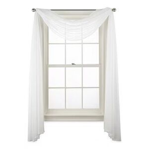 Liz Claiborne Lisette Scarf Valance Bright White 60x216 Sheer Window Curtain